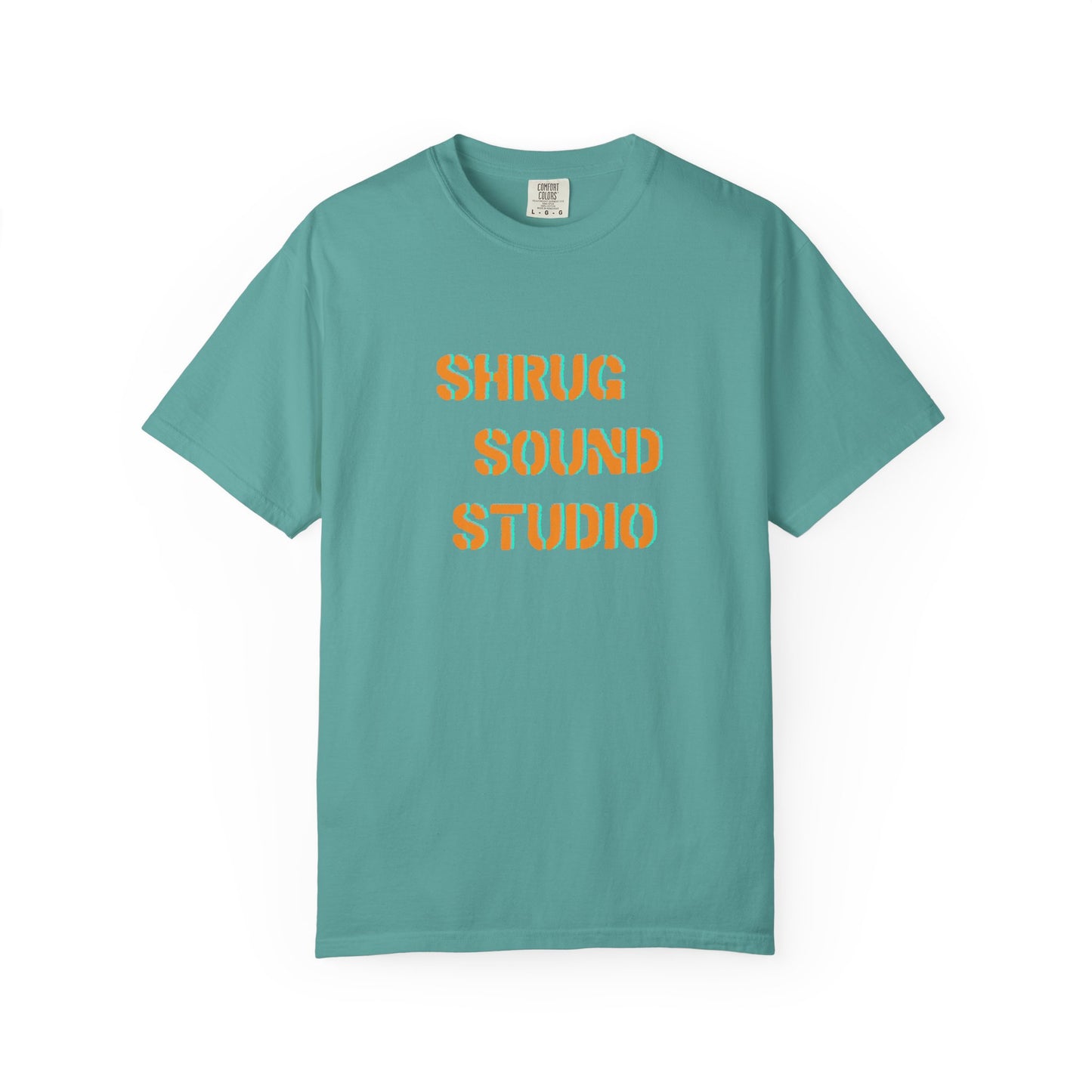 E) Shrug Sound Studio Stencil - Unisex Garment-Dyed T-Shirt