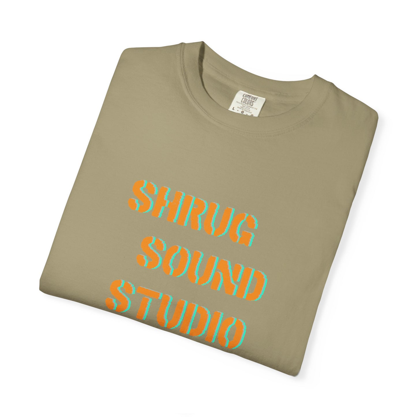 E) Shrug Sound Studio Stencil - Unisex Garment-Dyed T-Shirt