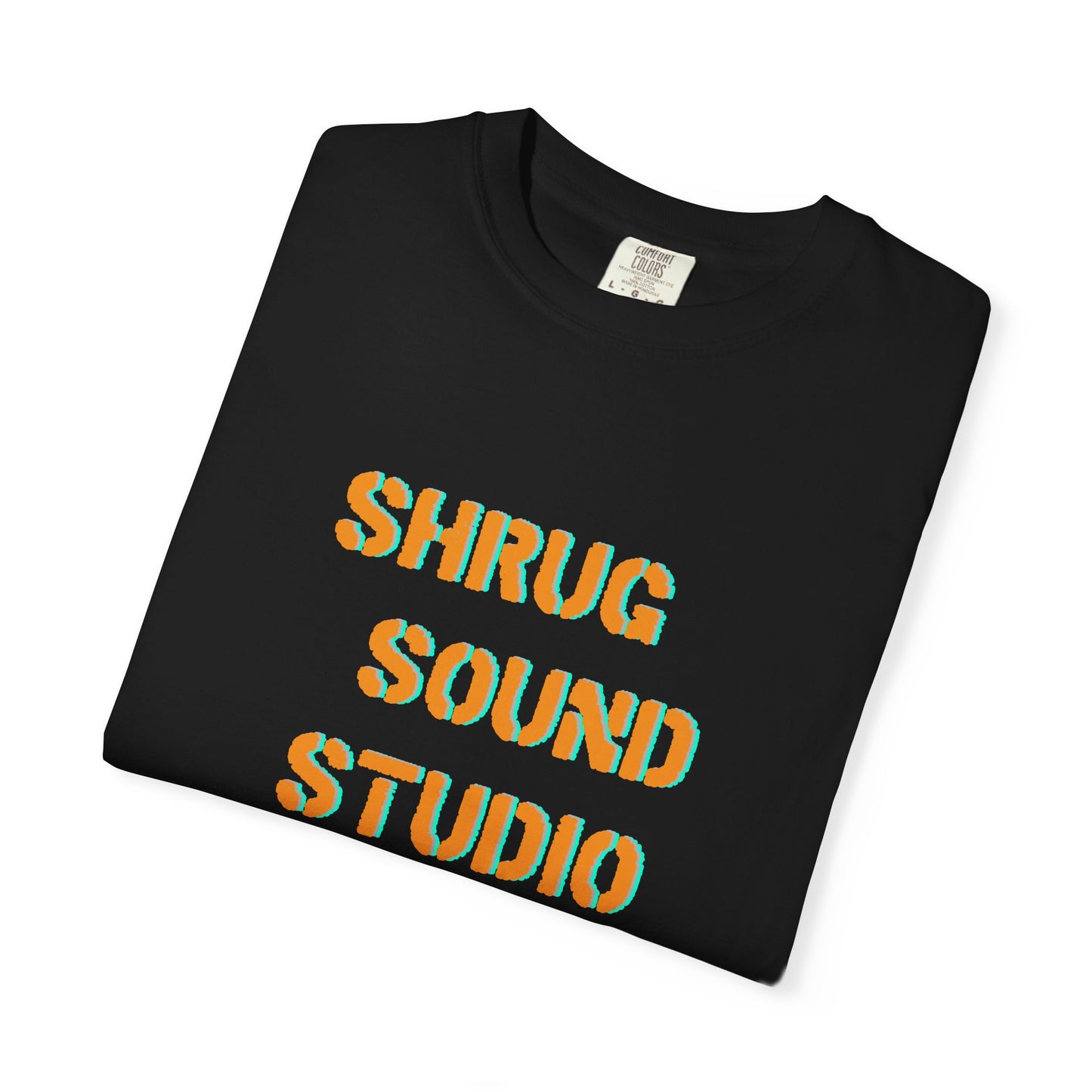 E) Shrug Sound Studio Stencil - Unisex Garment-Dyed T-Shirt