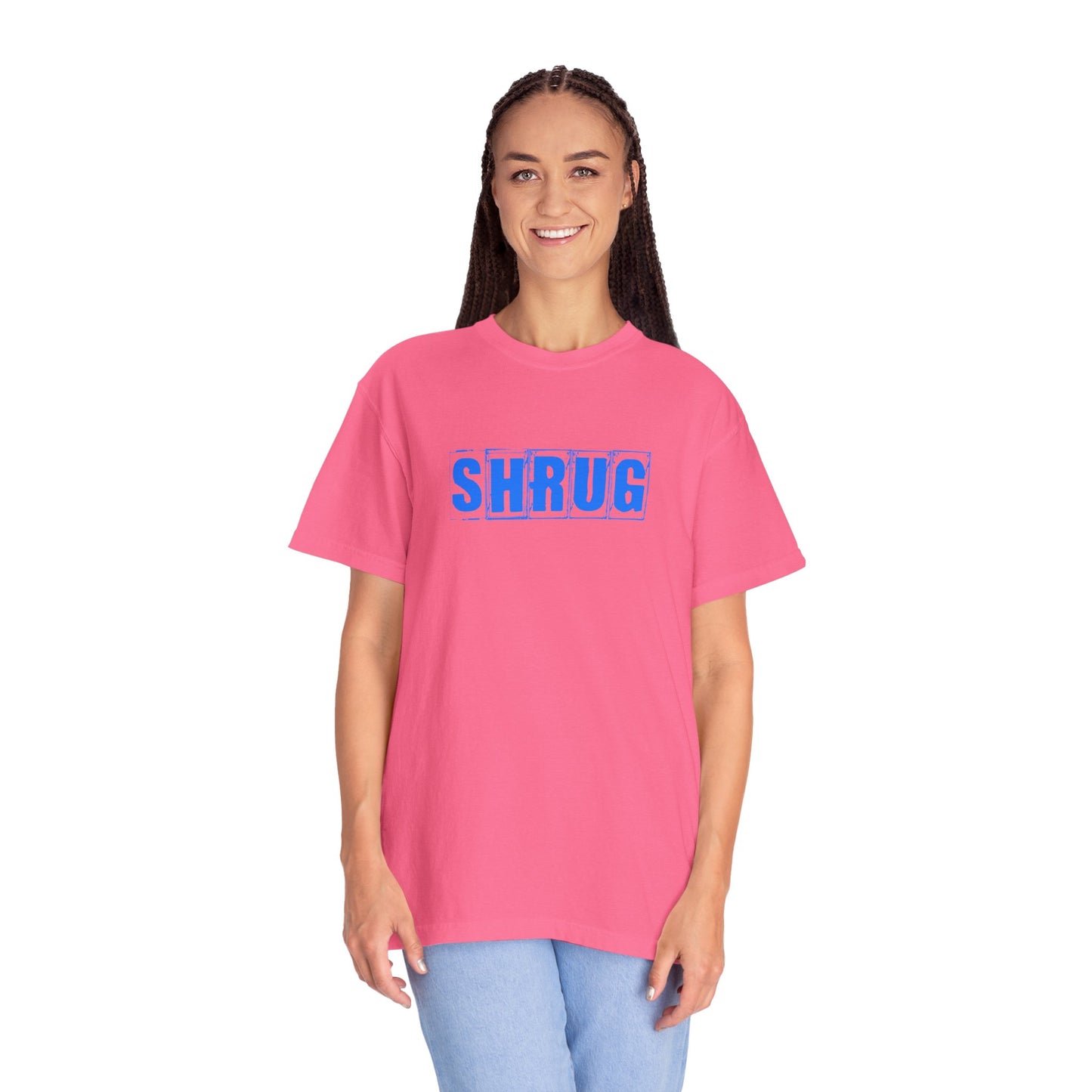 O) SHRUG Blue Print - Unisex Garment-Dyed T-Shirt