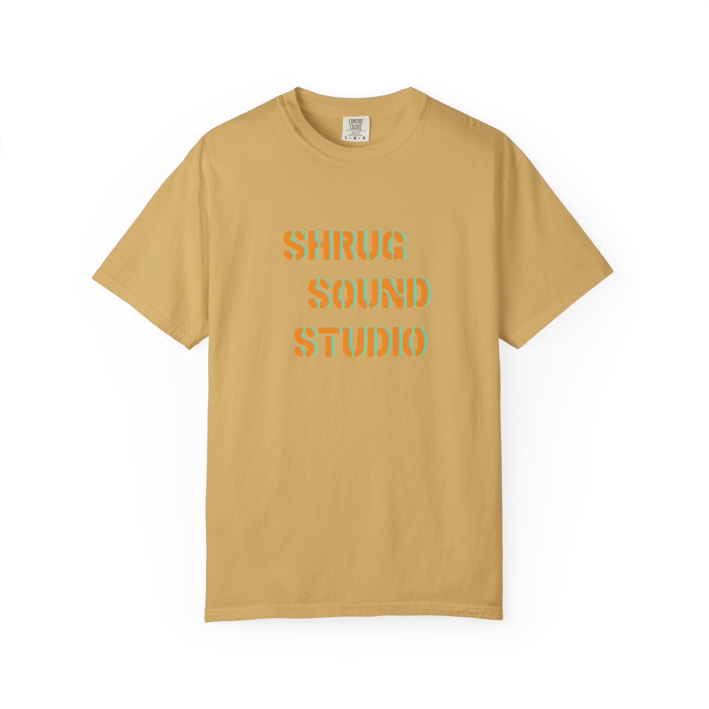 E) Shrug Sound Studio Stencil - Unisex Garment-Dyed T-Shirt