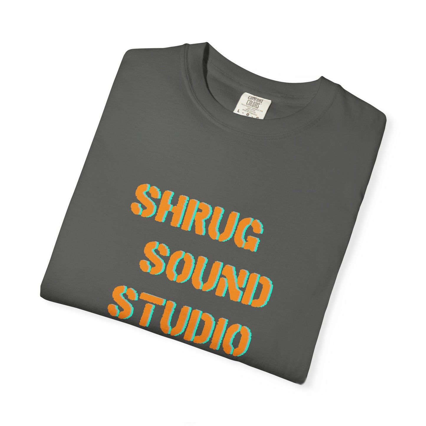 E) Shrug Sound Studio Stencil - Unisex Garment-Dyed T-Shirt