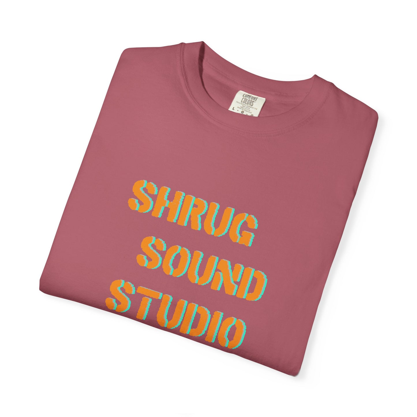 E) Shrug Sound Studio Stencil - Unisex Garment-Dyed T-Shirt