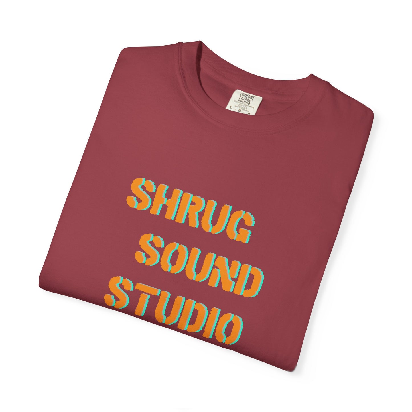 E) Shrug Sound Studio Stencil - Unisex Garment-Dyed T-Shirt