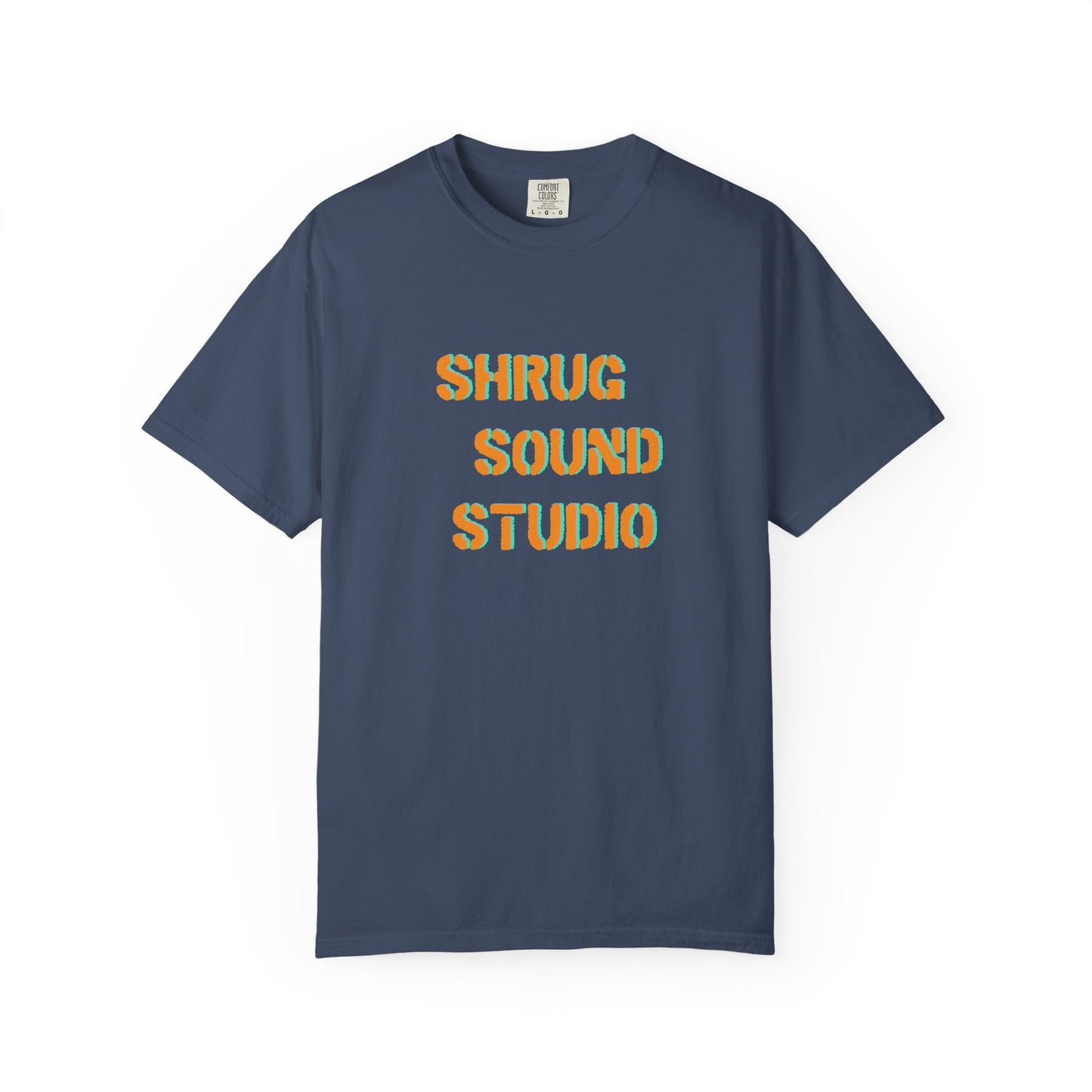 E) Shrug Sound Studio Stencil - Unisex Garment-Dyed T-Shirt