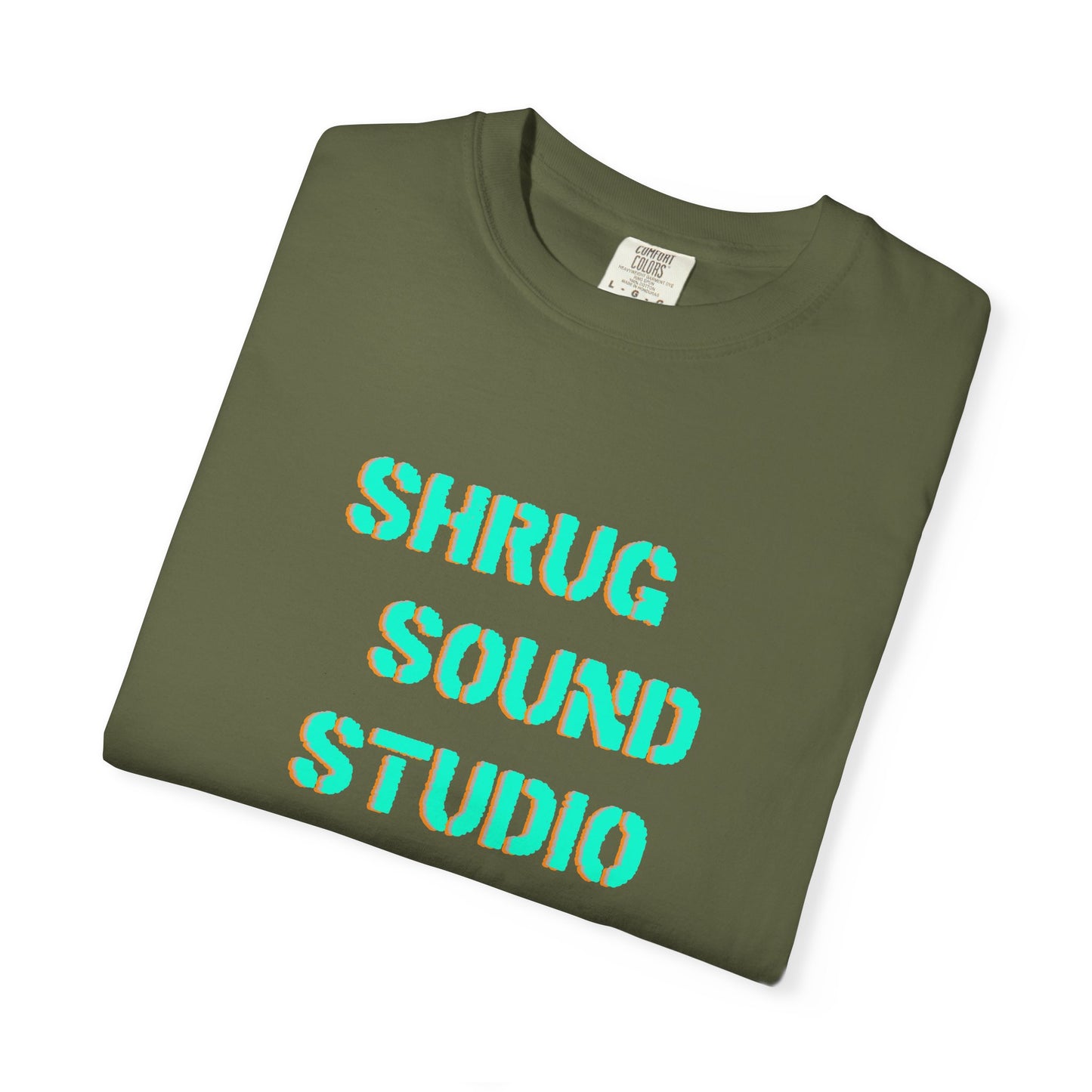 F) Shrug Sound Studio Stencil -Unisex Garment-Dyed Graphic T-Shirt