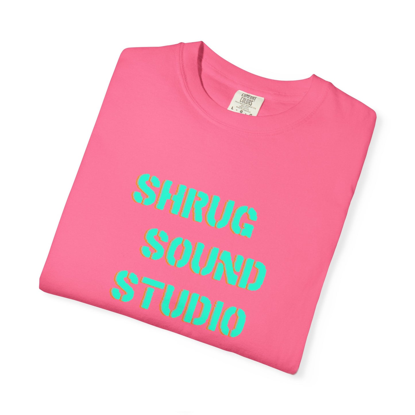 F) Shrug Sound Studio Stencil -Unisex Garment-Dyed Graphic T-Shirt