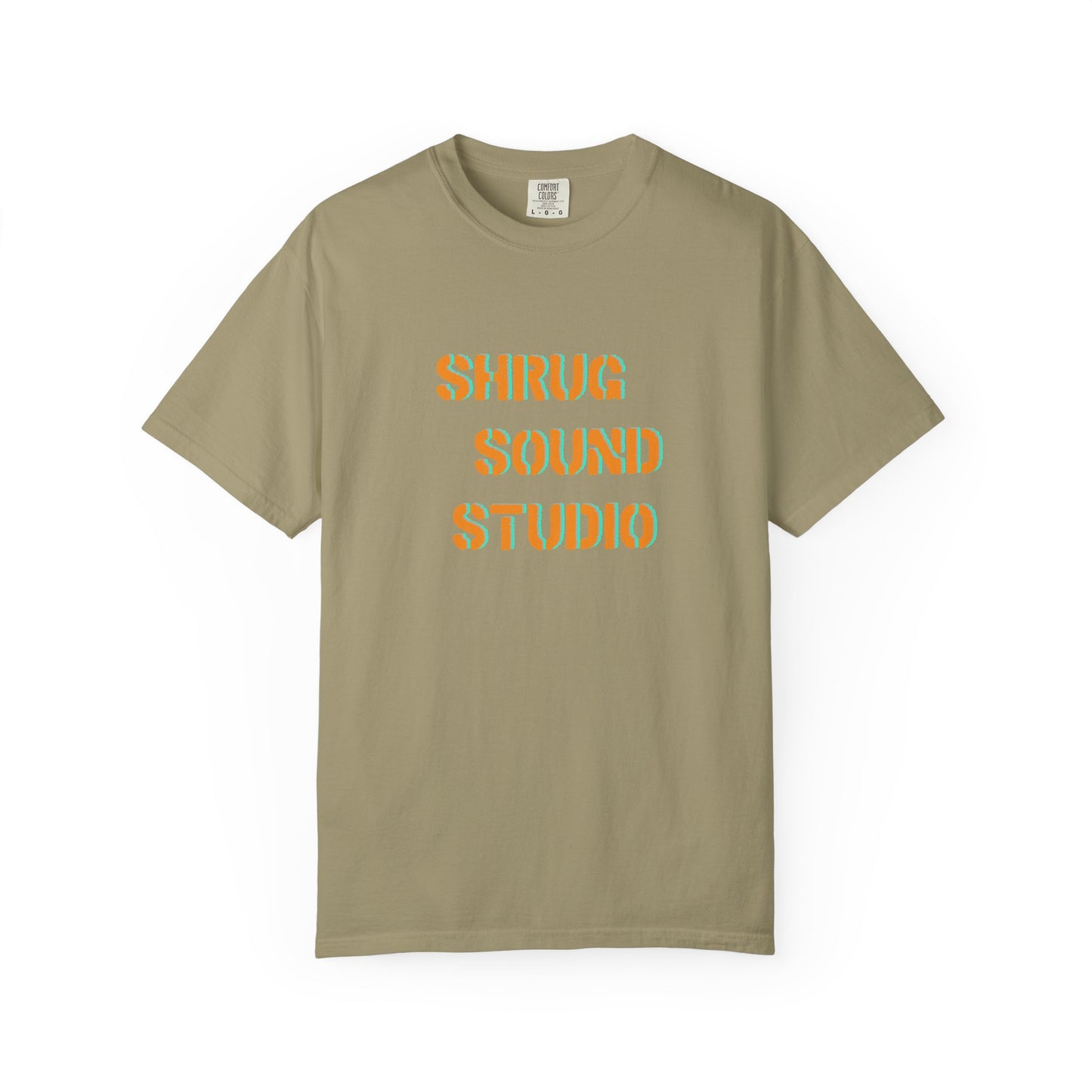 E) Shrug Sound Studio Stencil - Unisex Garment-Dyed T-Shirt