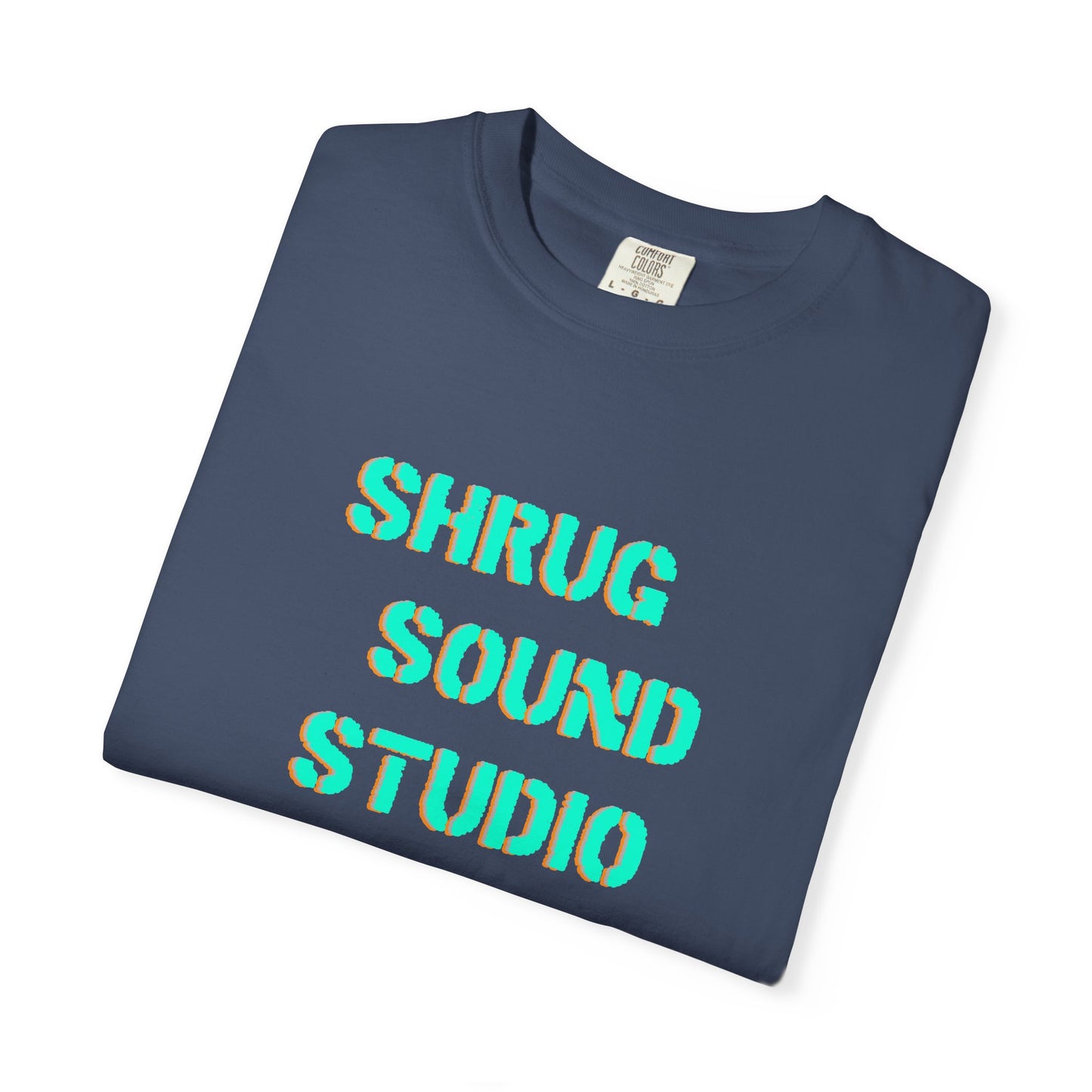 F) Shrug Sound Studio Stencil -Unisex Garment-Dyed Graphic T-Shirt