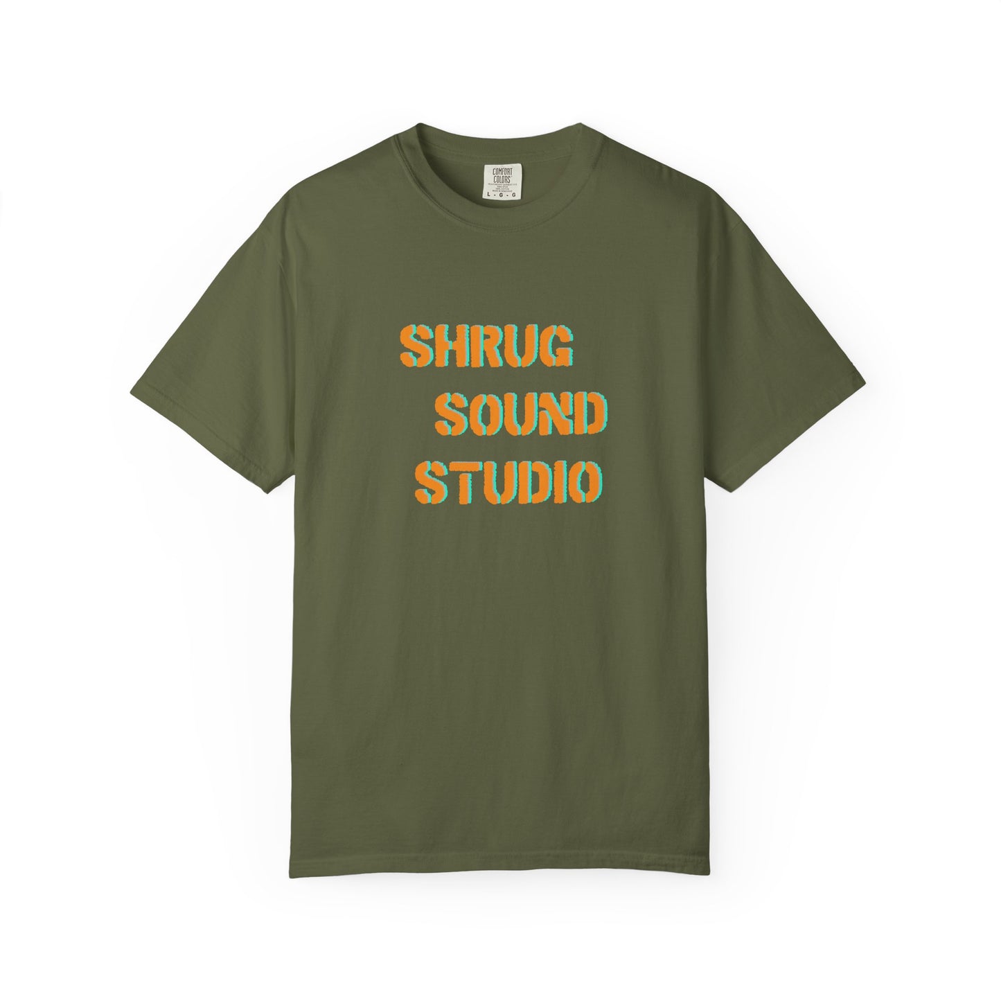 E) Shrug Sound Studio Stencil - Unisex Garment-Dyed T-Shirt
