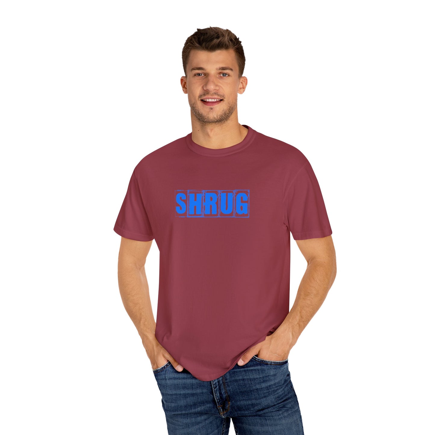 O) SHRUG Blue Print - Unisex Garment-Dyed T-Shirt