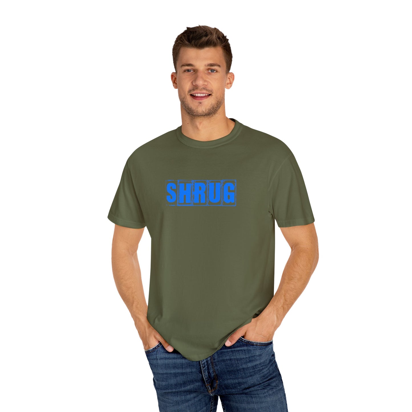 O) SHRUG Blue Print - Unisex Garment-Dyed T-Shirt