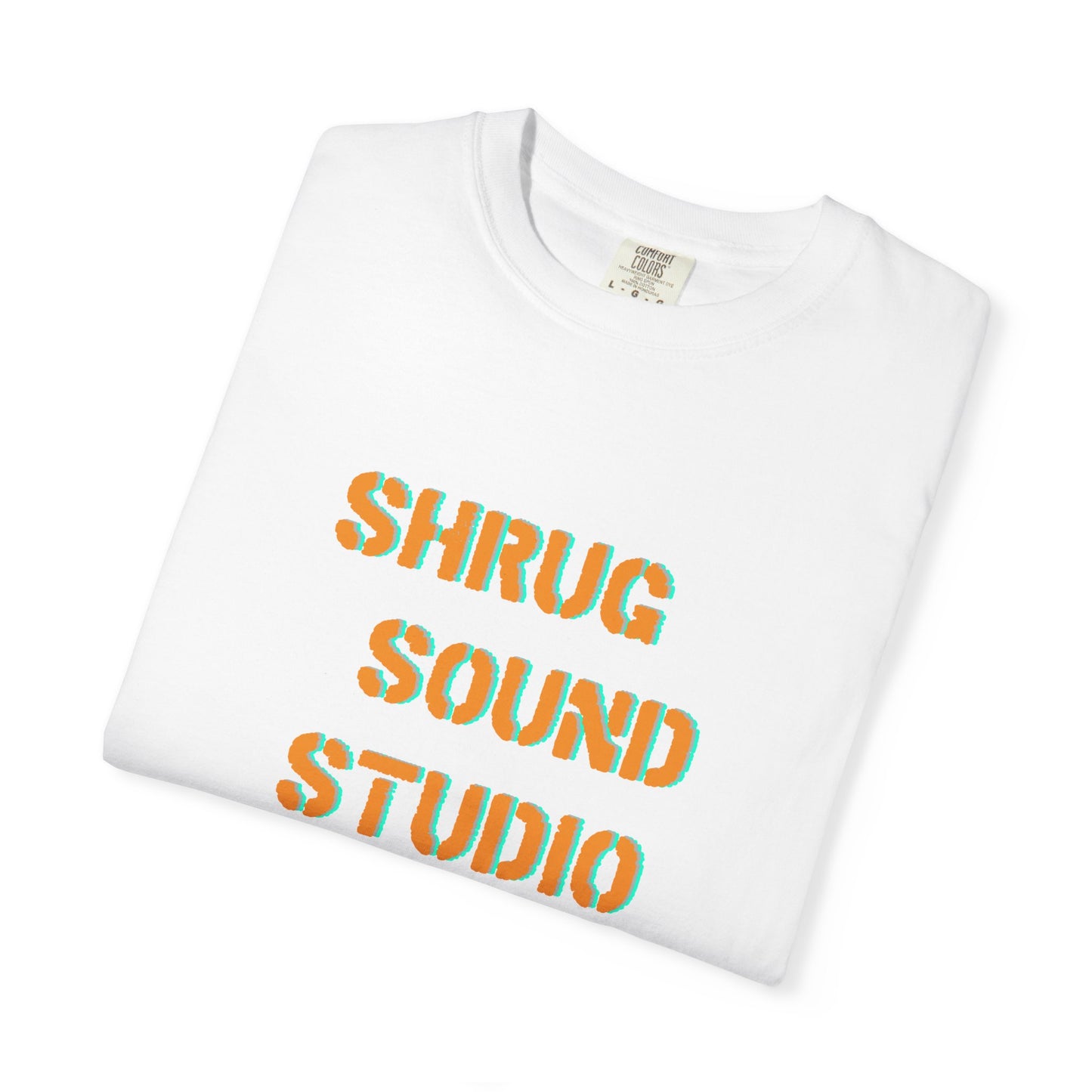 E) Shrug Sound Studio Stencil - Unisex Garment-Dyed T-Shirt