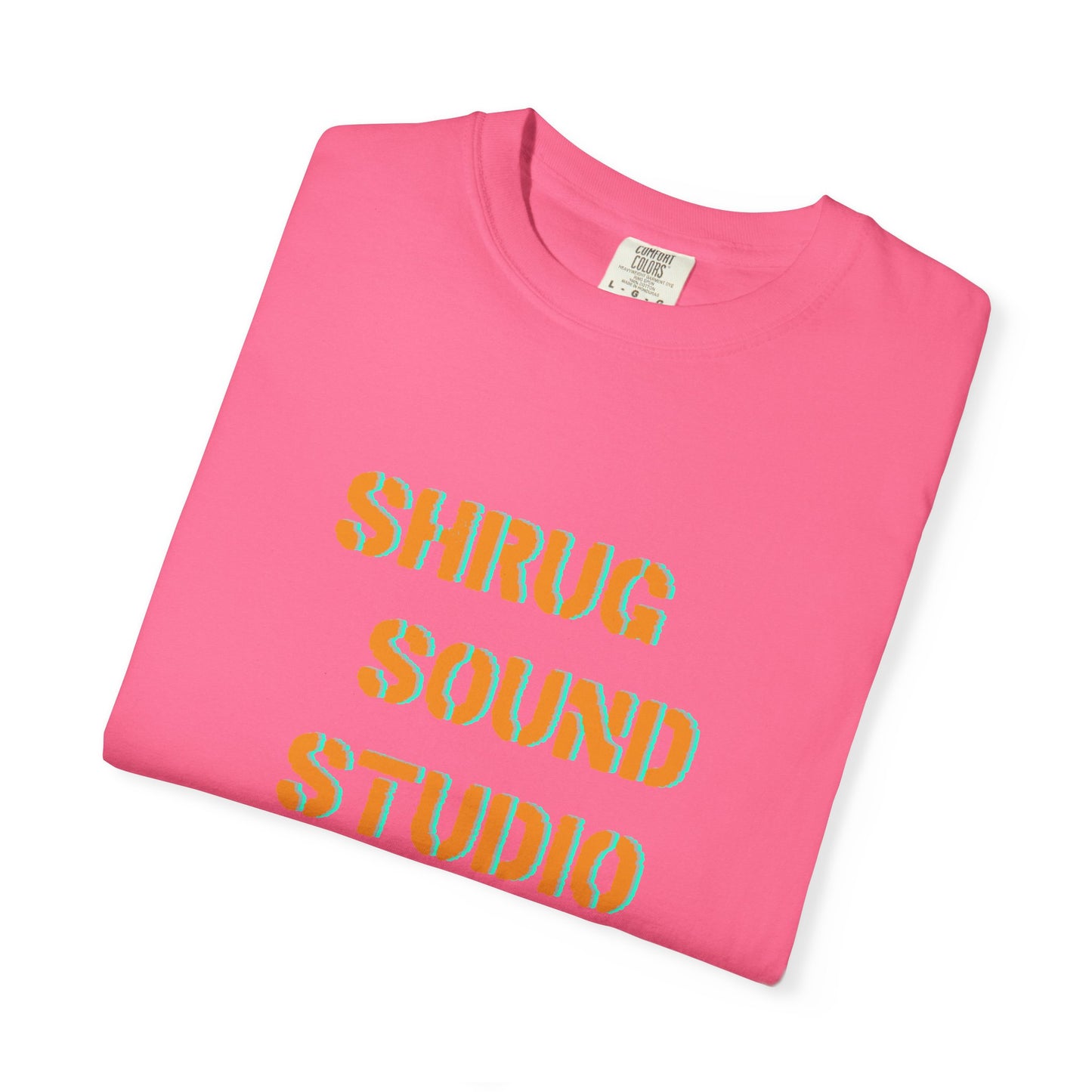E) Shrug Sound Studio Stencil - Unisex Garment-Dyed T-Shirt