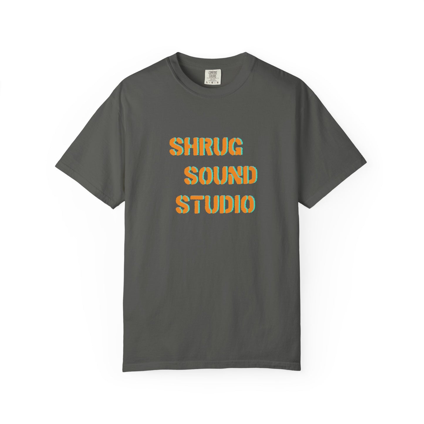 E) Shrug Sound Studio Stencil - Unisex Garment-Dyed T-Shirt