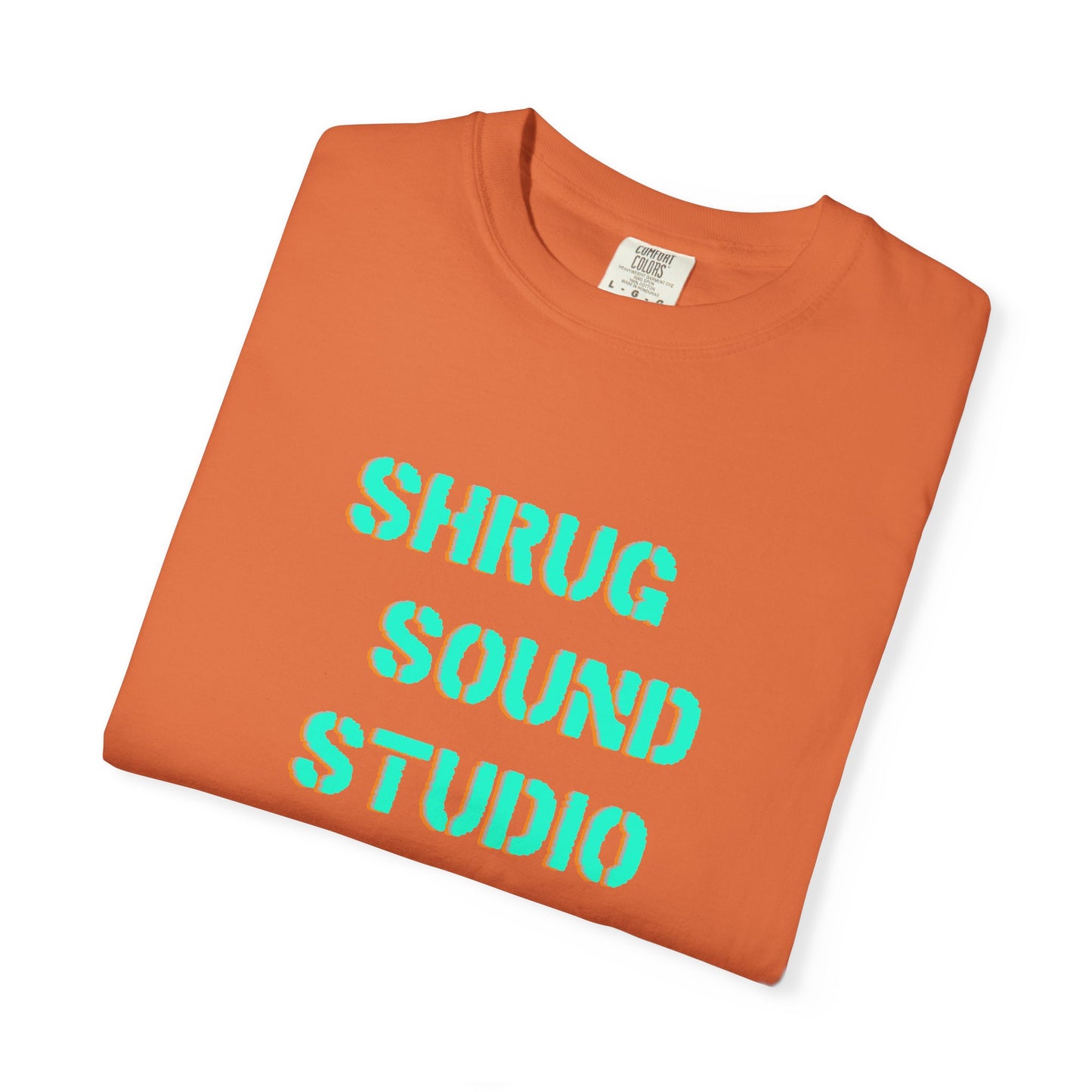 F) Shrug Sound Studio Stencil -Unisex Garment-Dyed Graphic T-Shirt