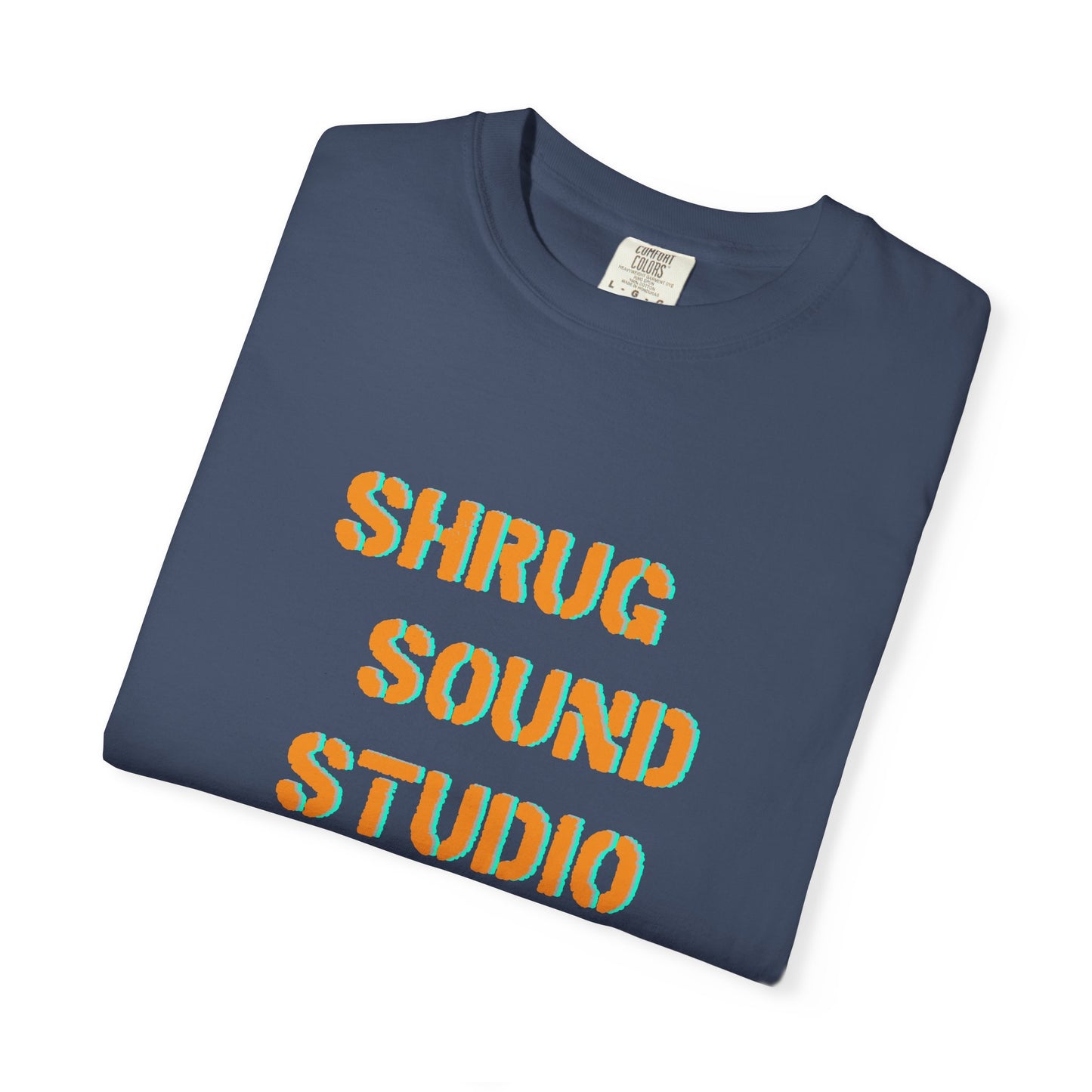 E) Shrug Sound Studio Stencil - Unisex Garment-Dyed T-Shirt