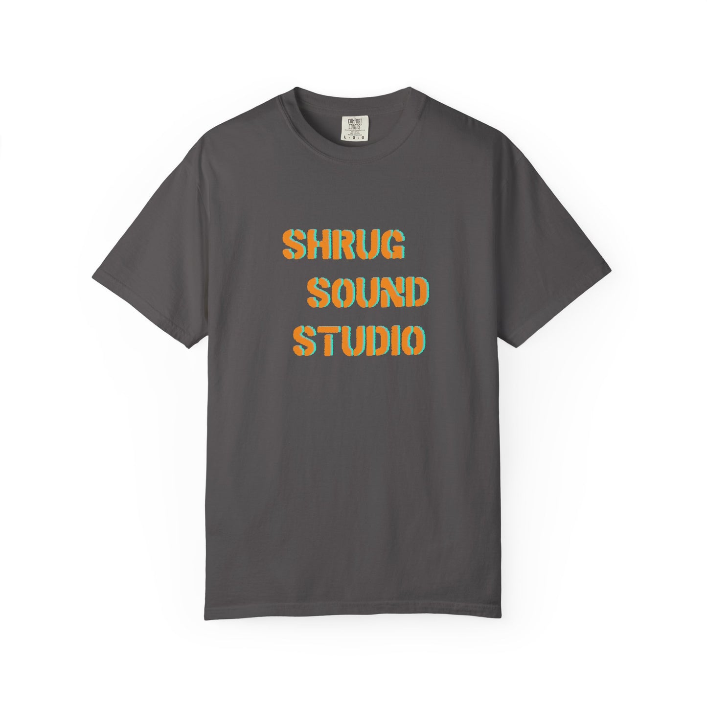 E) Shrug Sound Studio Stencil - Unisex Garment-Dyed T-Shirt