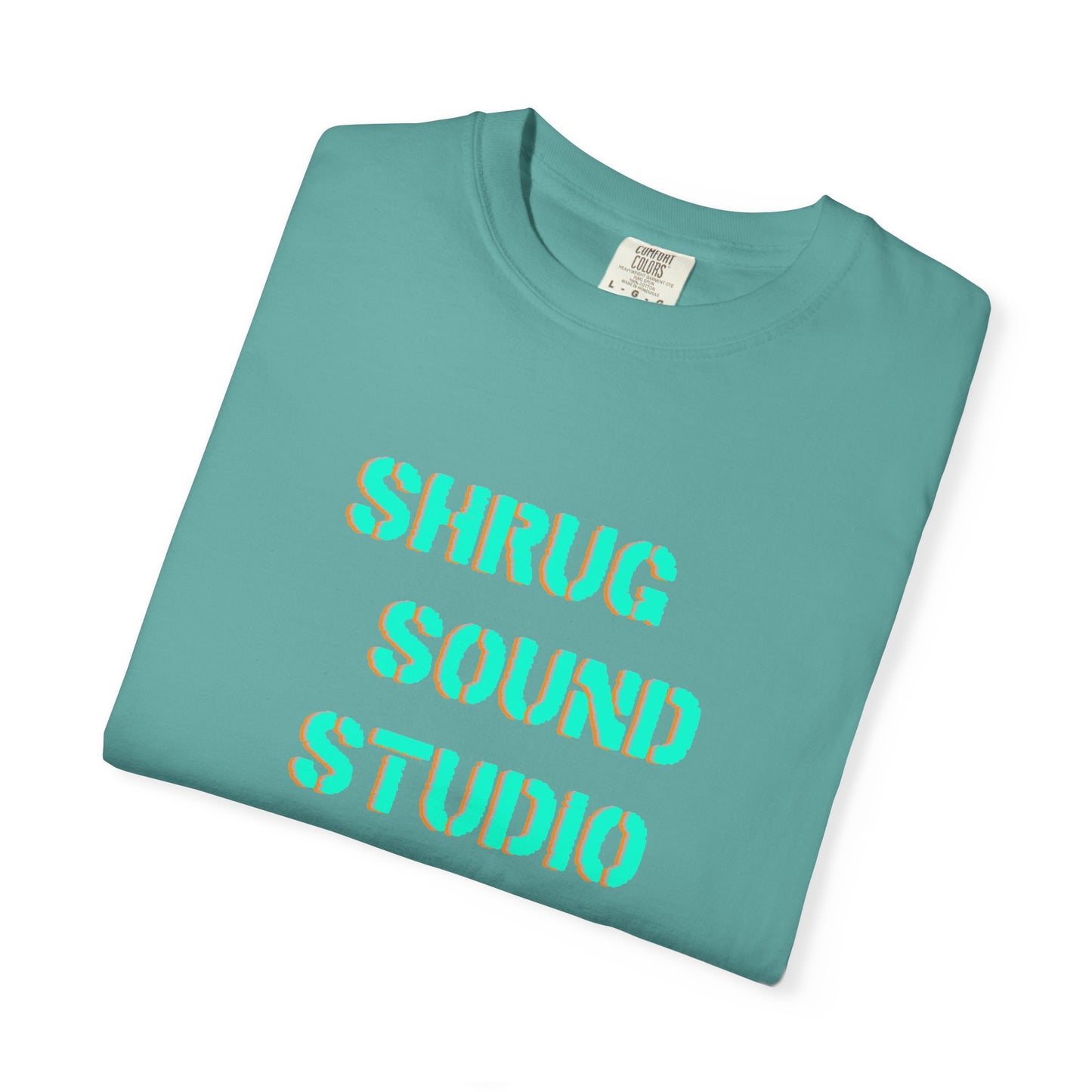F) Shrug Sound Studio Stencil -Unisex Garment-Dyed Graphic T-Shirt