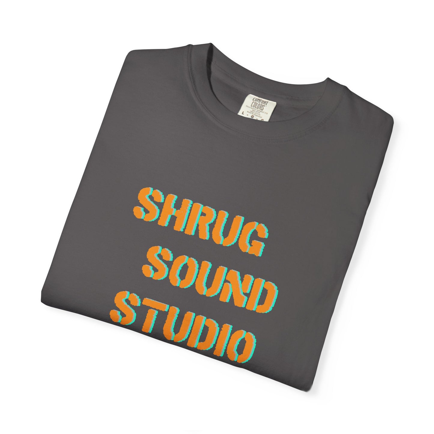 E) Shrug Sound Studio Stencil - Unisex Garment-Dyed T-Shirt