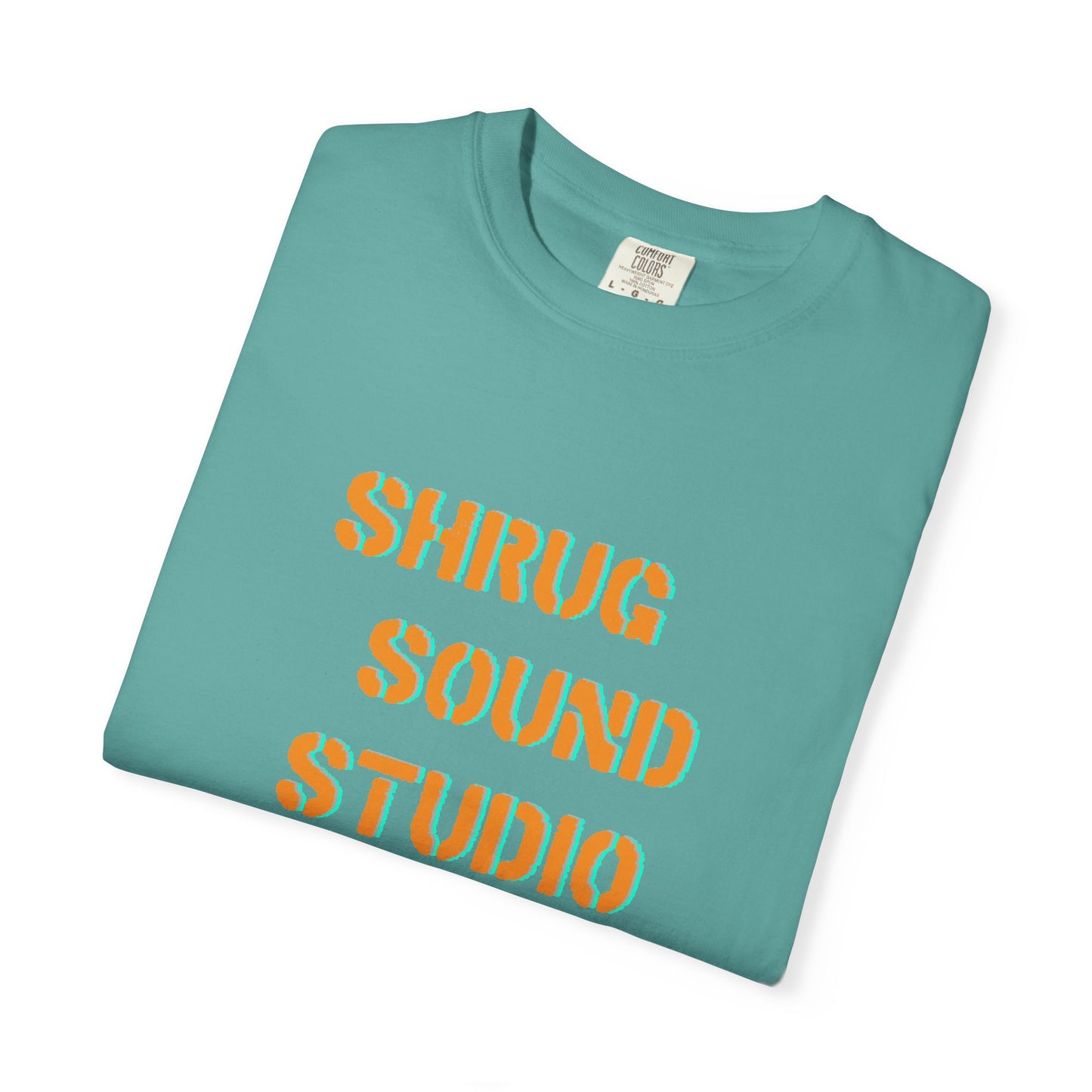 E) Shrug Sound Studio Stencil - Unisex Garment-Dyed T-Shirt