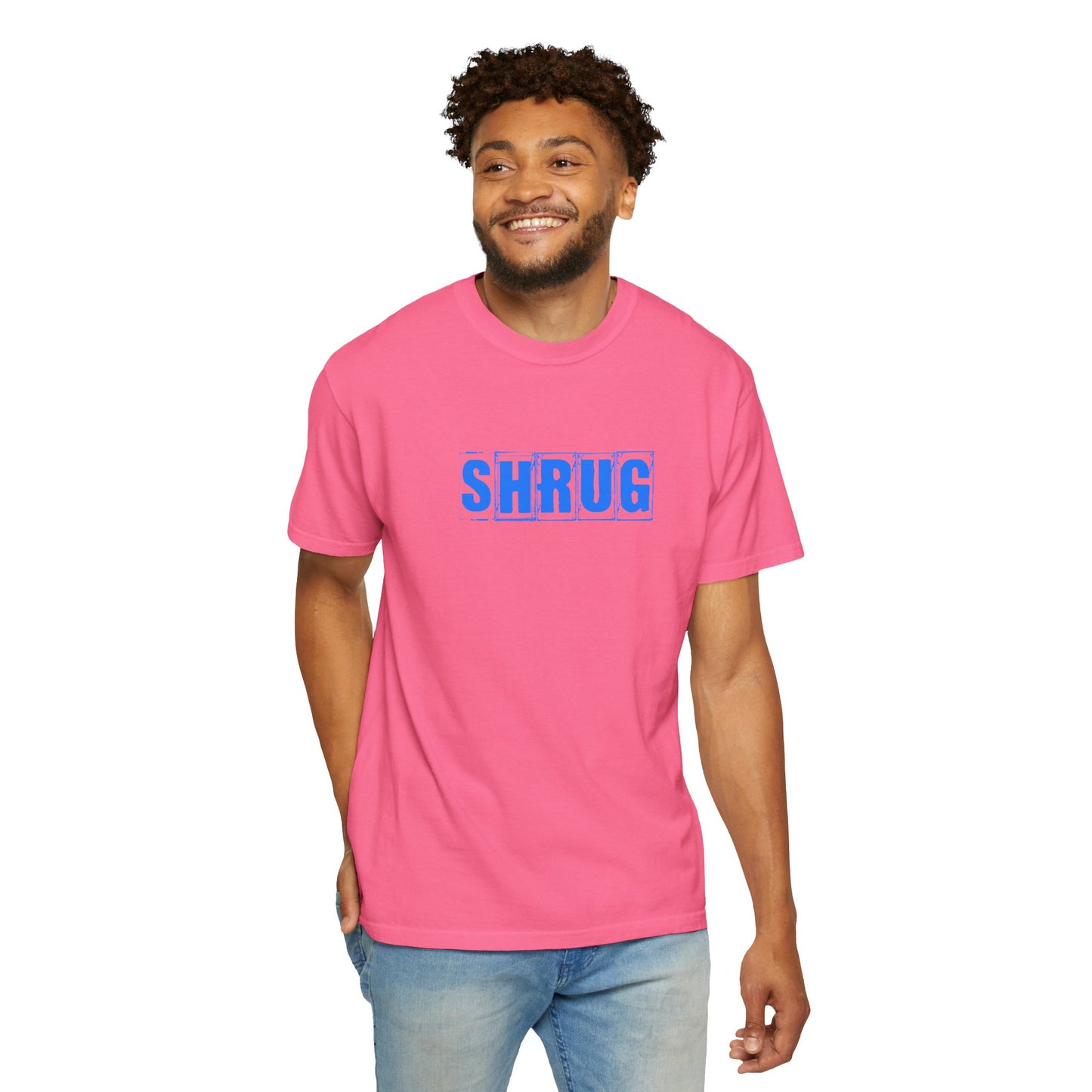 O) SHRUG Blue Print - Unisex Garment-Dyed T-Shirt