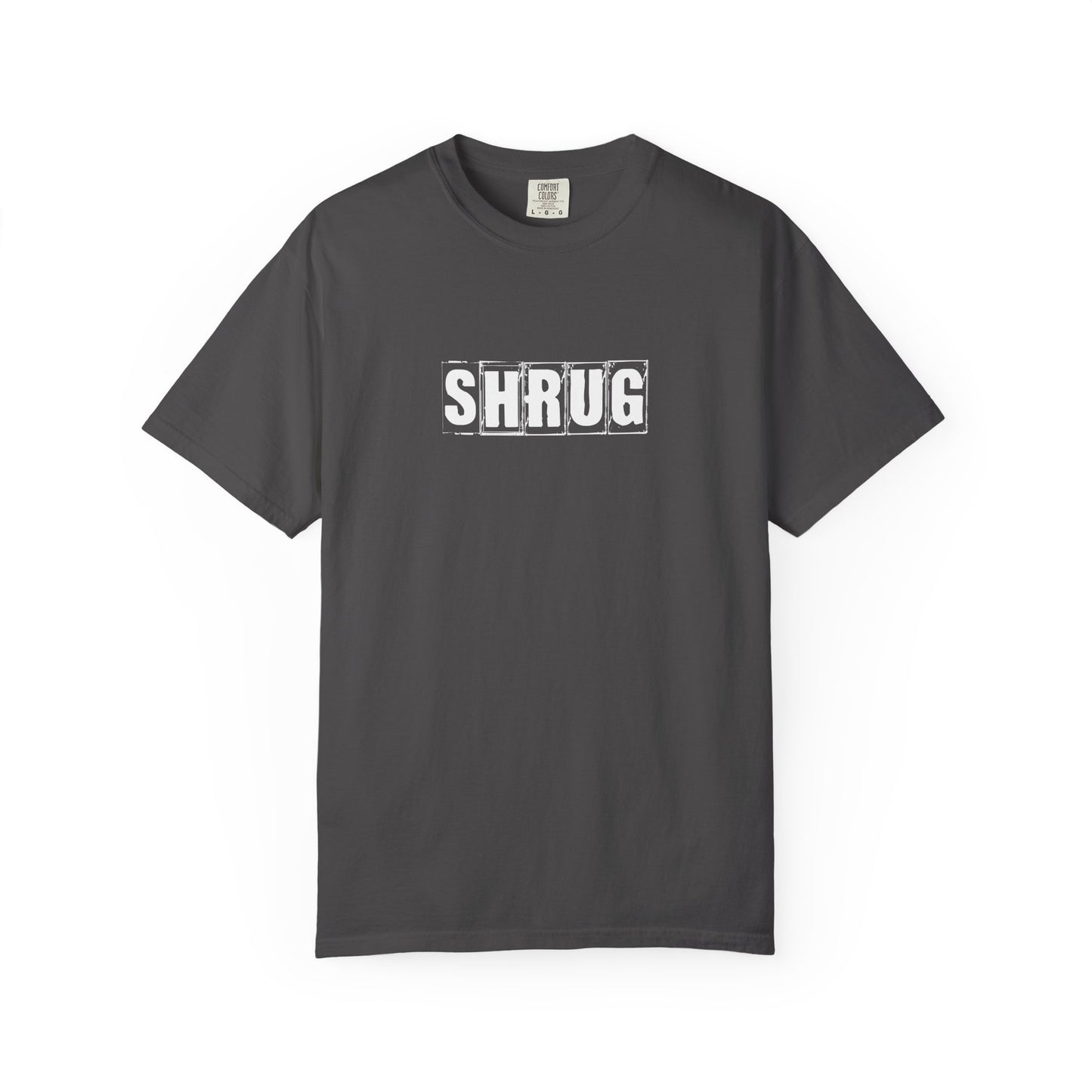 C3)  SHRUG White Print  T-Shirt