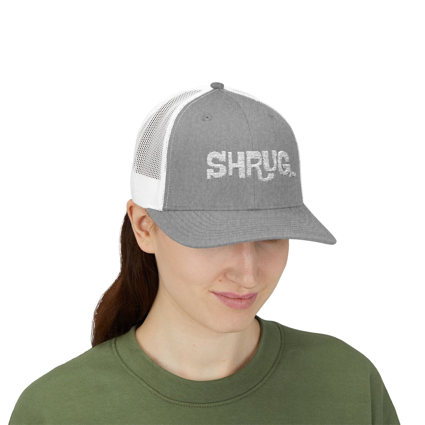 B5) Shrug. Trucker Hat – Casual Snapback Mesh Cap