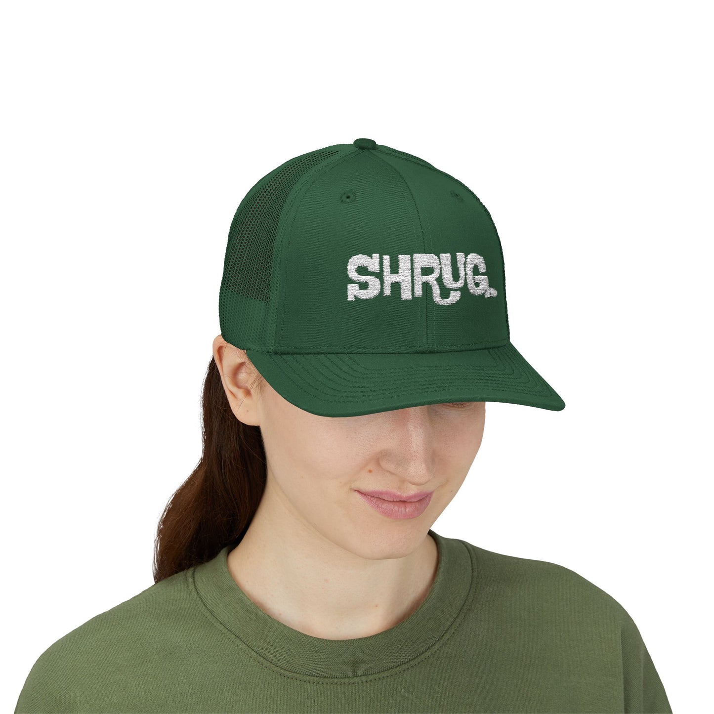 B5) Shrug. Trucker Hat – Casual Snapback Mesh Cap