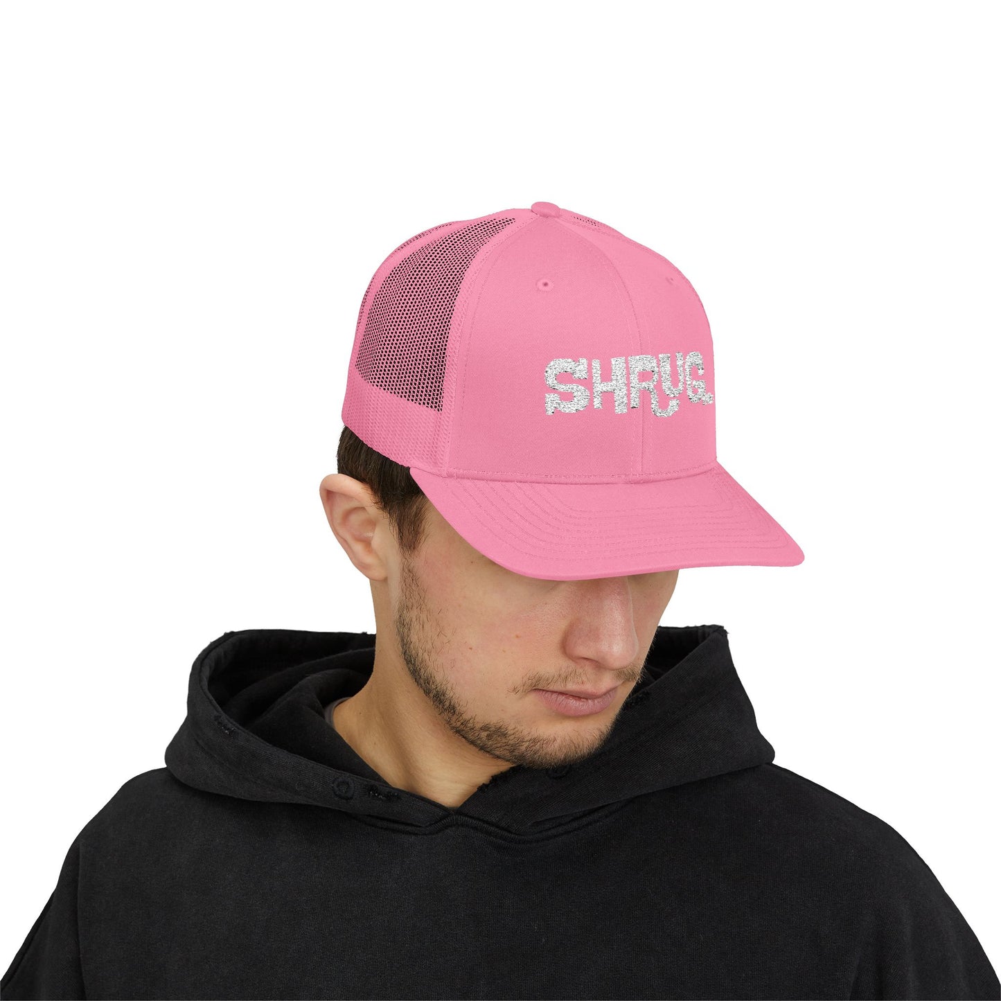 B5) Shrug. Trucker Hat – Casual Snapback Mesh Cap
