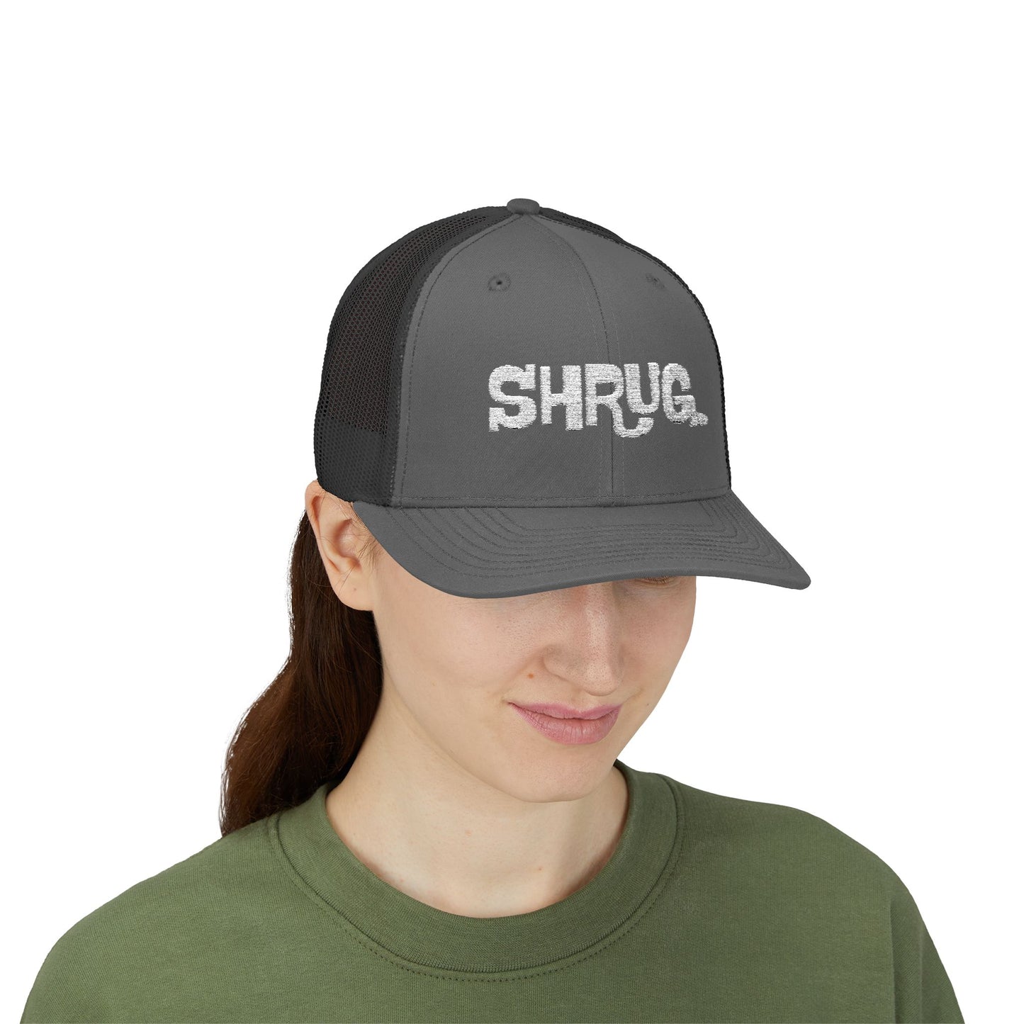 K) Shrug. Trucker Hat – Casual Snapback Mesh Cap
