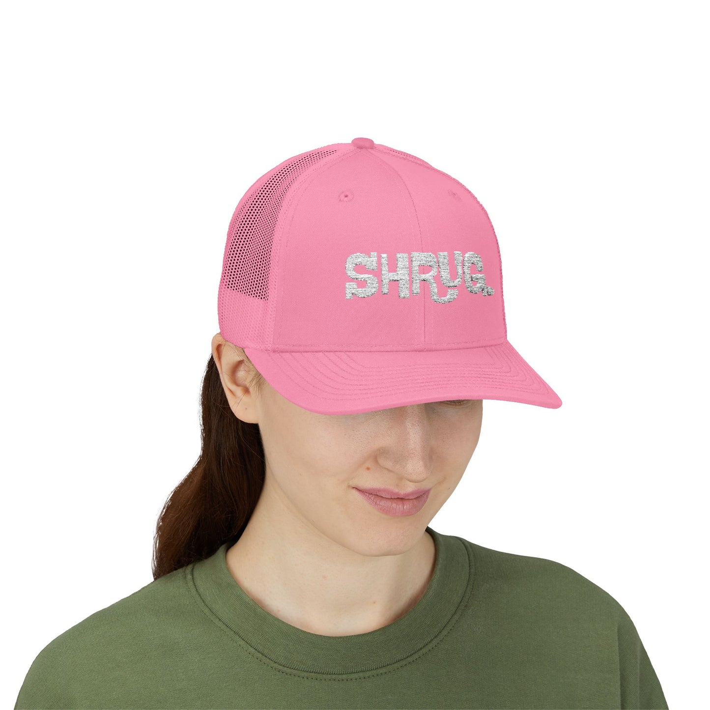 B5) Shrug. Trucker Hat – Casual Snapback Mesh Cap