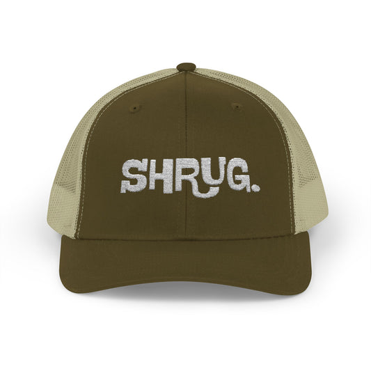 B5) Shrug. Trucker Hat – Casual Snapback Mesh Cap