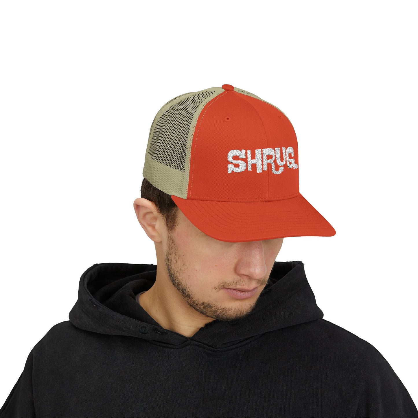 B5) Shrug. Trucker Hat – Casual Snapback Mesh Cap