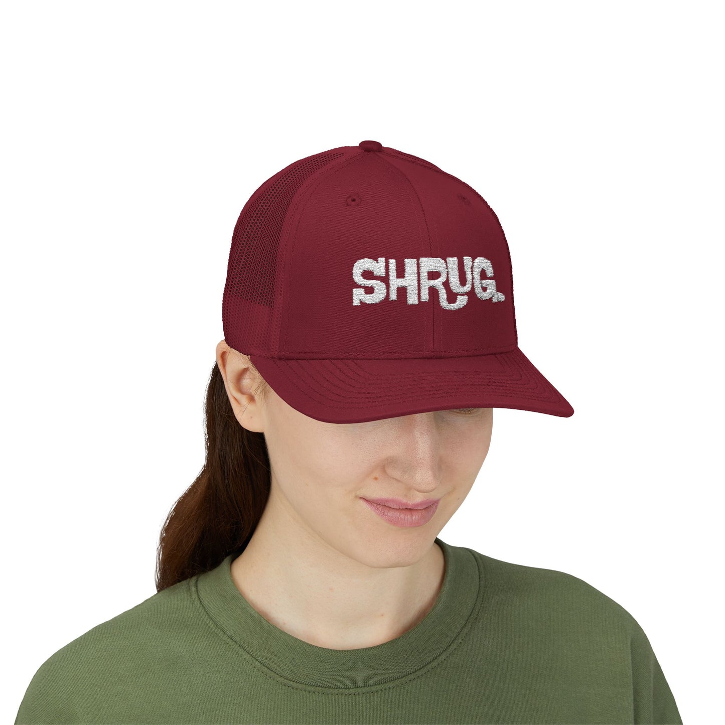 B5) Shrug. Trucker Hat – Casual Snapback Mesh Cap