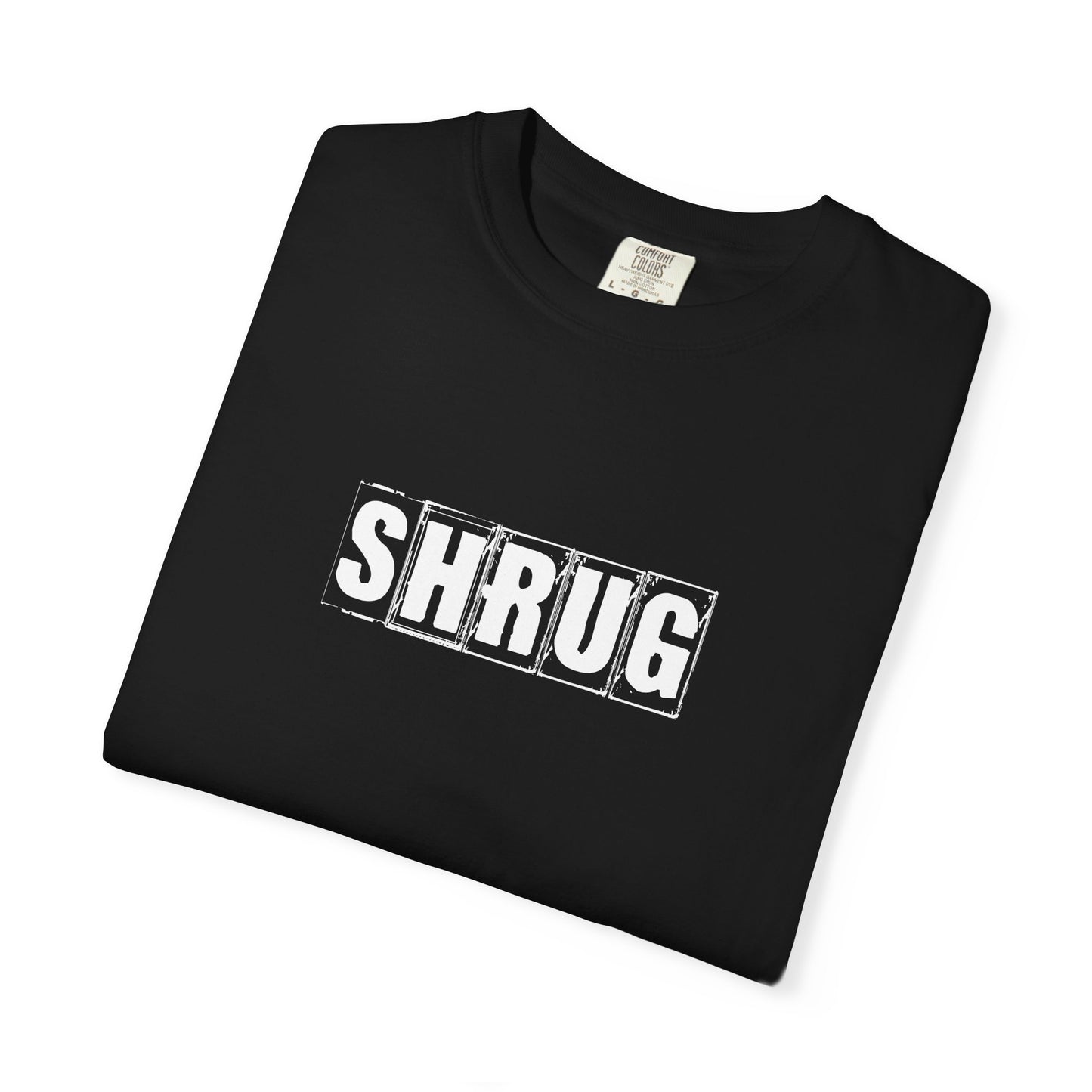 C3)  SHRUG White Print  T-Shirt