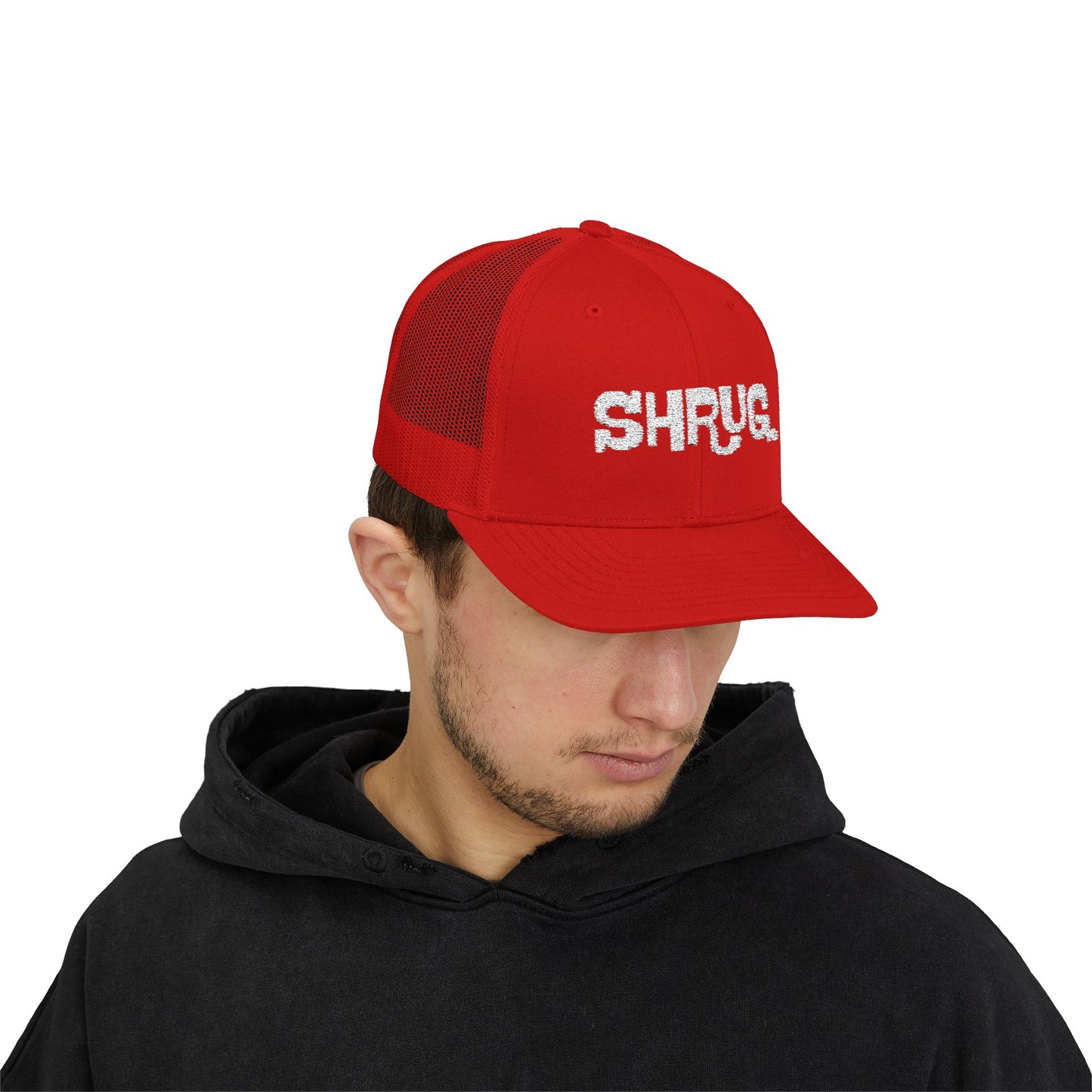 B5) Shrug. Trucker Hat – Casual Snapback Mesh Cap